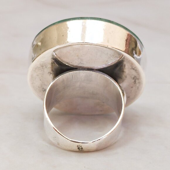 Large Sterling Silver & Aventurine Modernist Ring (Size 7.75) - Picture 9 of 17